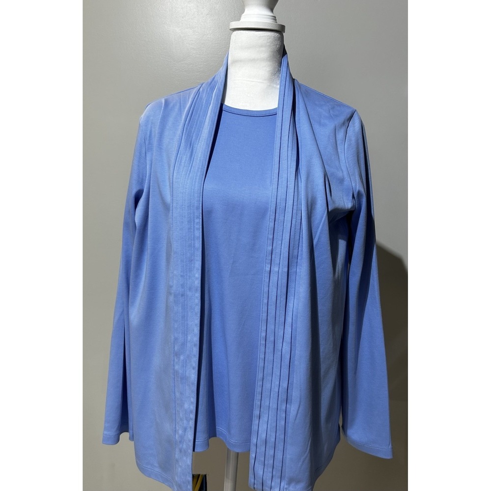 LL Bean MED Open Blue Cardigan & Top  Set Excellent